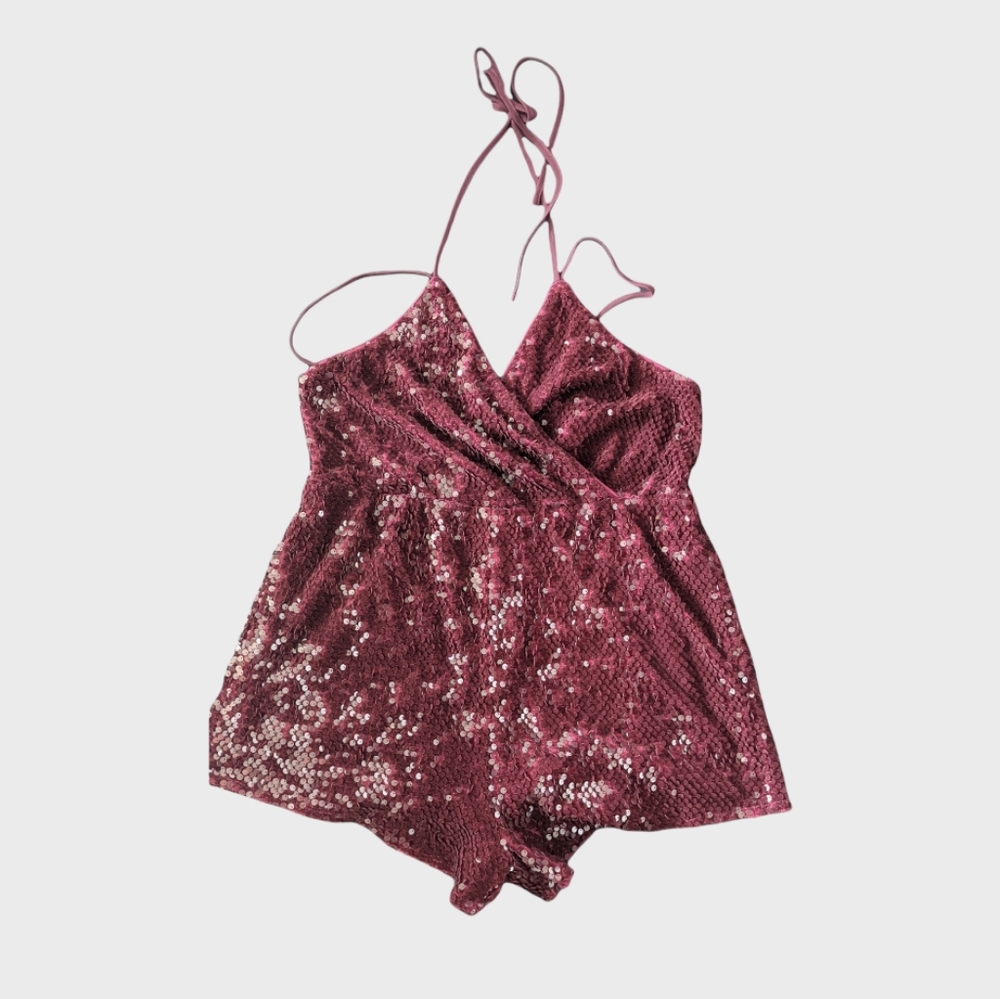 Forever 21 0x Sequin Burgundy Romper